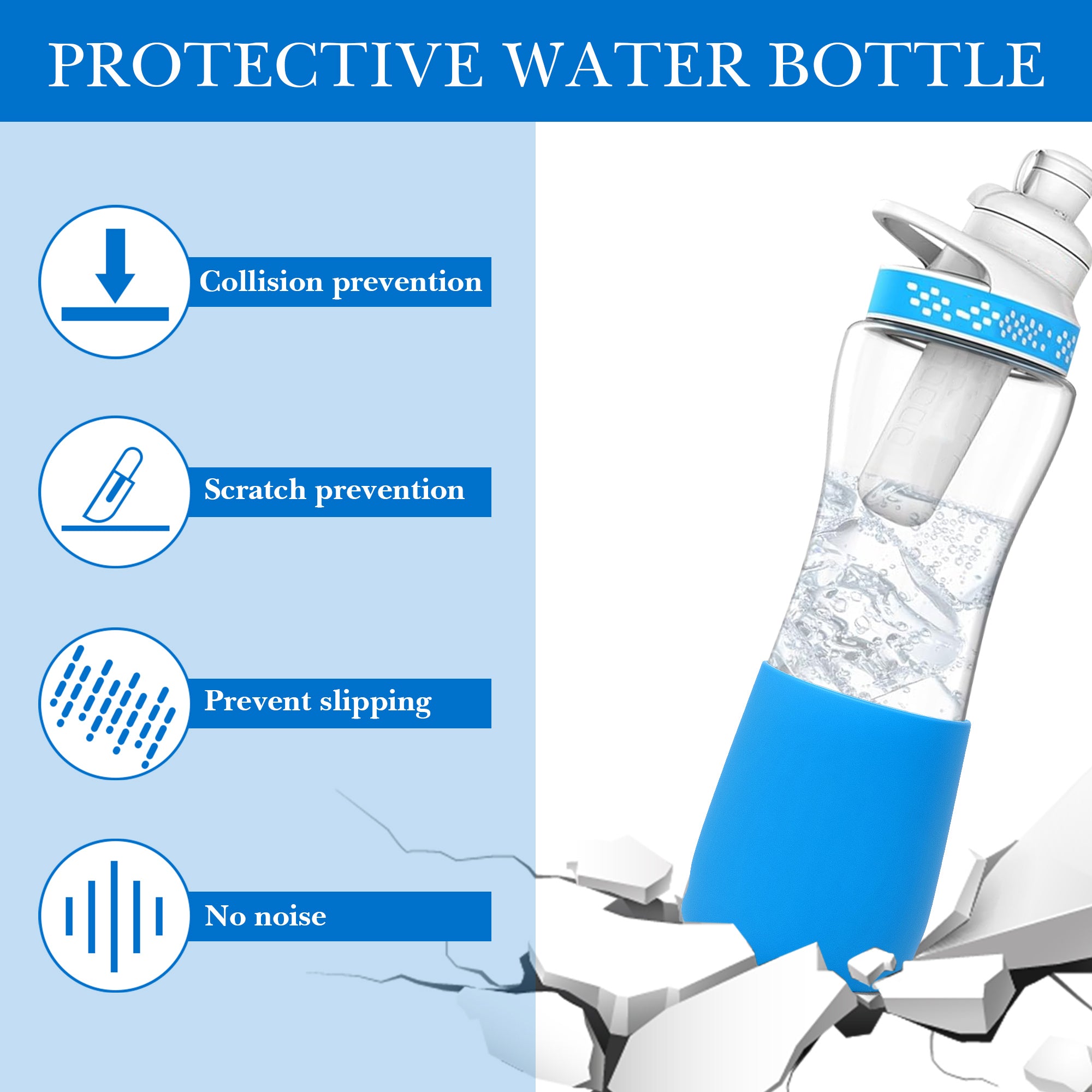 Linkidea 2 Pack Water Bottle Boot Compatible with Cirkul Plastic/Stainless Steel Bottle 22oz Series, Silicone Anti-Slip Bottle Bottom Sleeve Bumper Protector (Blue)