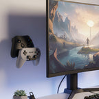 Linkidea Dual Controller Stand, Compatible with PS5 / PS4 / Xbox One / Xbox 360 / 8BitDo Pro 2, Space-Saving Game Controller Holder, Gaming Accessories Organizer (Black)