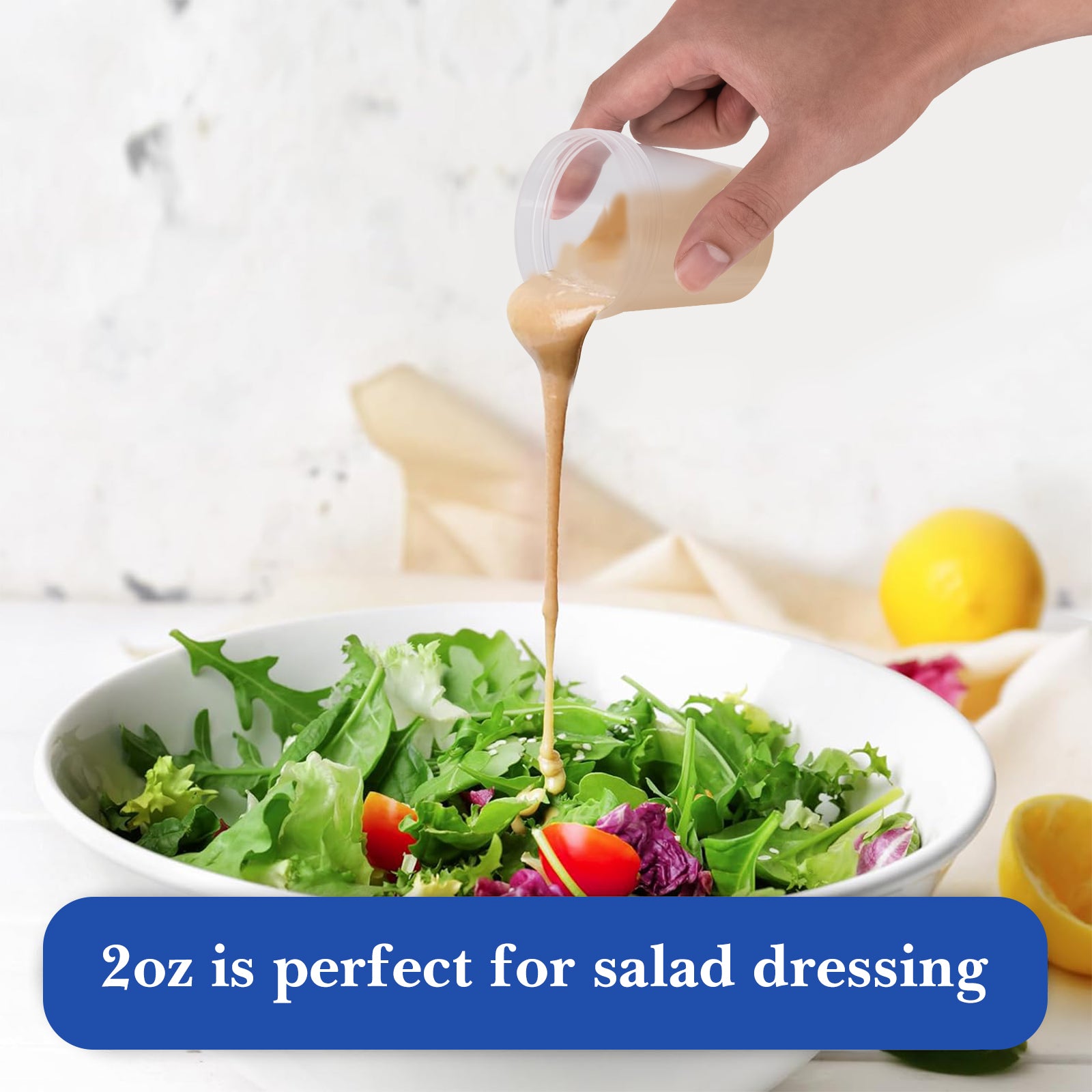 Linkidea 16 Pack Condiment Containers with Lids, Small Salad Dressing Container to Go with Scale Mark, Reusable Stackable Plastic Dip Sauce Containers (4 Oz)