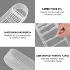 Linkidea 3 Layer Battery Storage Case Holder with Electric Quantity Detection, Portable Organizer for AA, AAA, Button Cells (White)