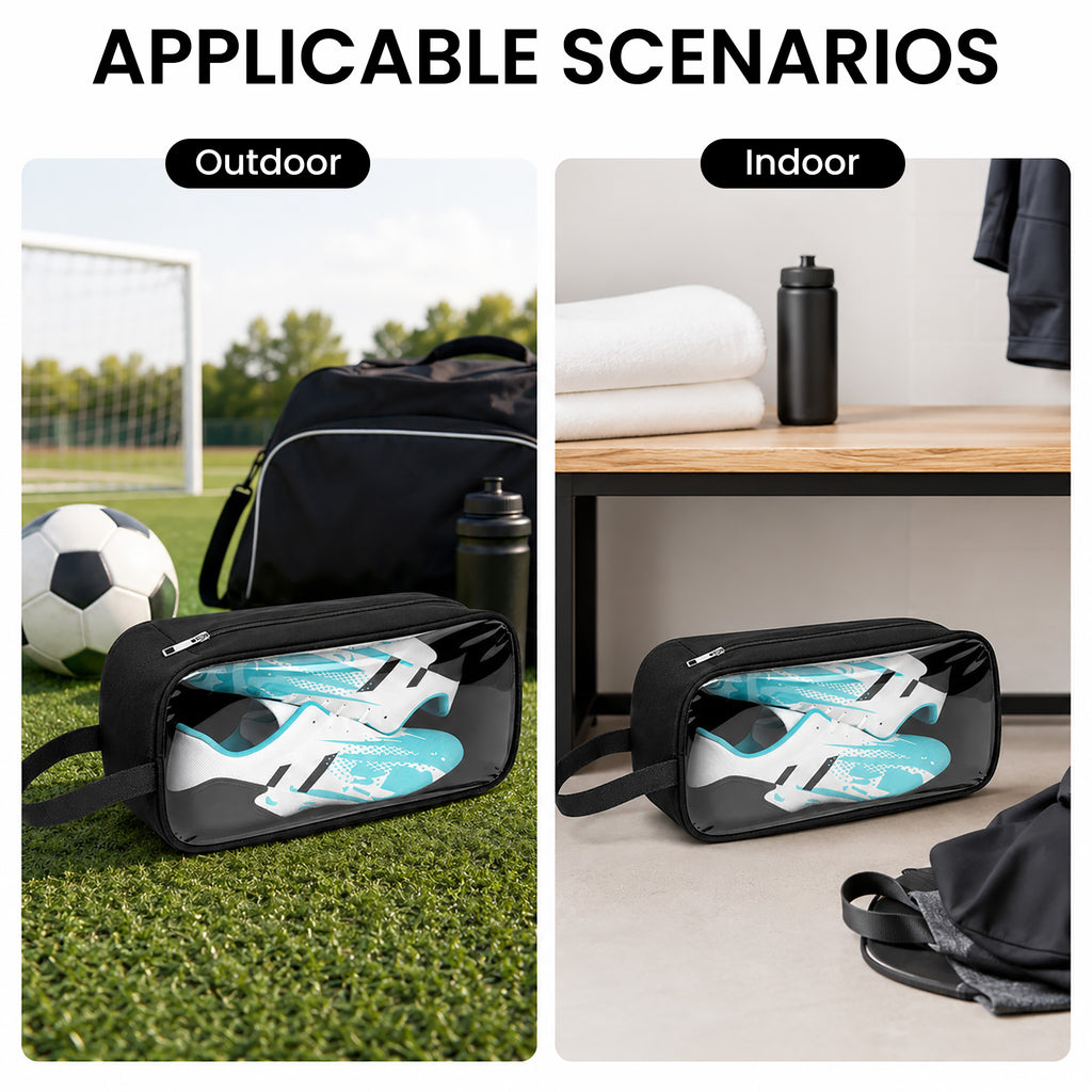 Linkidea 2 Pack Soccer Shoe Carrying Bag, Sports Cleats Storage Bag, Fit Up to US Men Size 13 Shoes, Compact Boots Duffle Bag with Water Resistant Design (Black)
