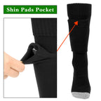 Linkidea 3 Pairs Soccer Socks with Built-in Shin Guard Pockets for Kids, Knee High Soccer Socks Avoid Shin Guards Move Around, Improved Comfort (Black, Size S)