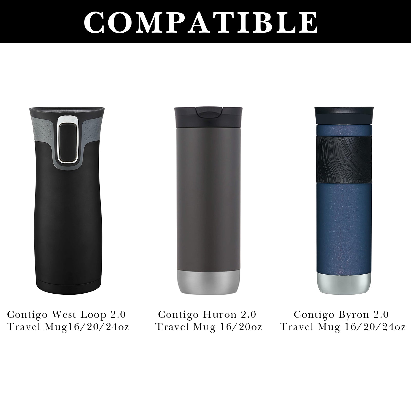 Linkidea 2 Pack Water Bottle Boot Compatible with Contigo West Loop 2.0 16oz/20oz/24oz, Huron 2.0 16oz/20oz, Silicone Anti-Slip Bottle Bottom Bumper Protector (Clear White)