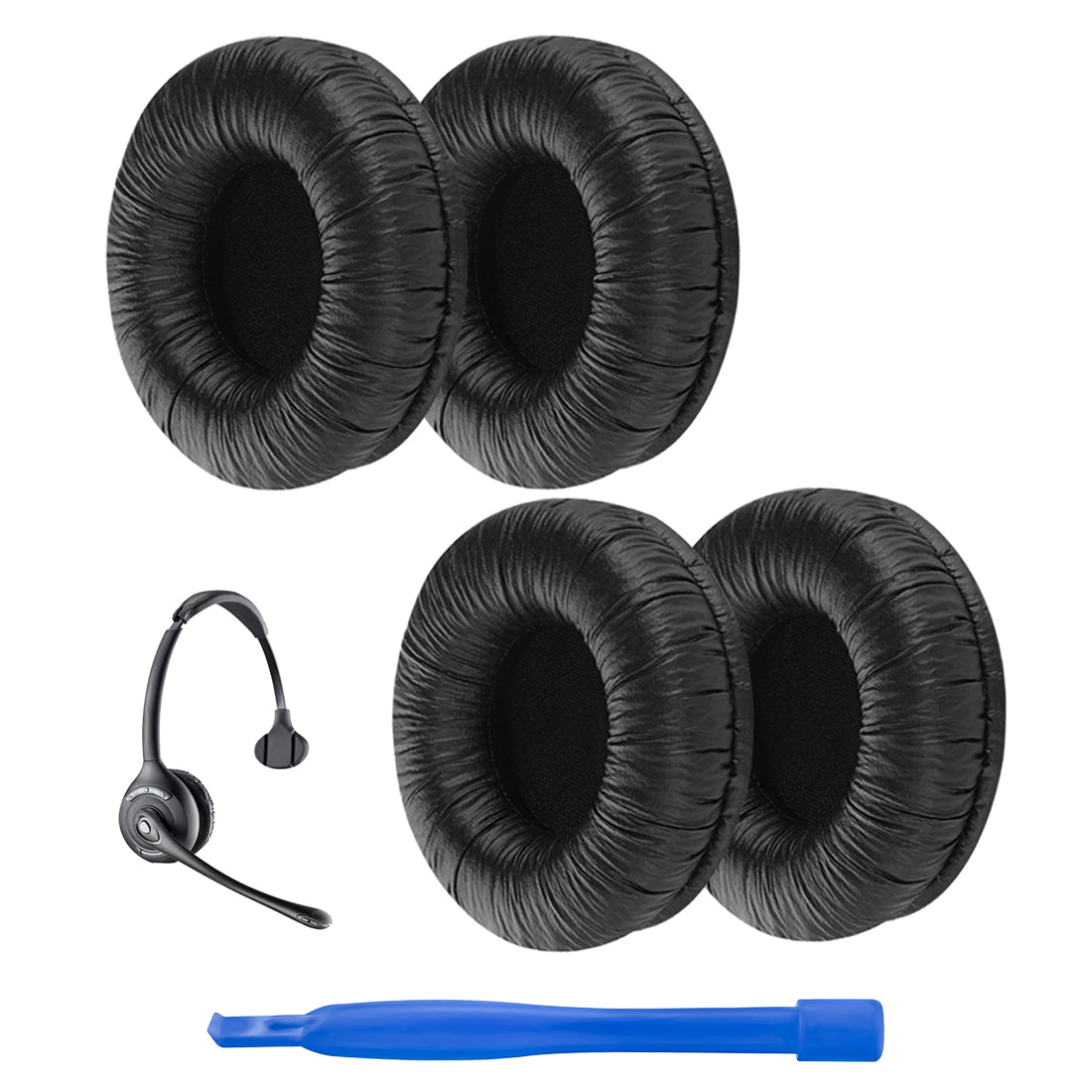 Linkidea 2 Pair Replacement Ear Pads for Plantronics Savi W720, Plantronics SupraPlus HW251, HW261 Headphones, Ear Cushions ( Leatherette / Black)
