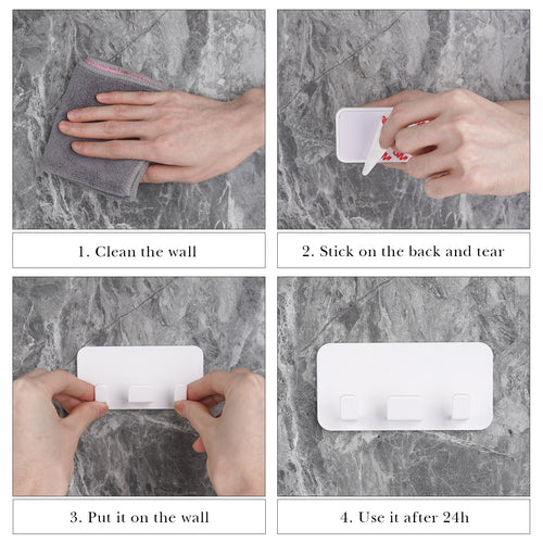 Linkidea 2 Pack Adhesive Razor Holder for Shower, Waterproof Wall Mount Shaver Stand Hook, Compatible with Gillette Fusion 5, ProGlide, Venus, Harry's & Dorco Men Women Razors (White)