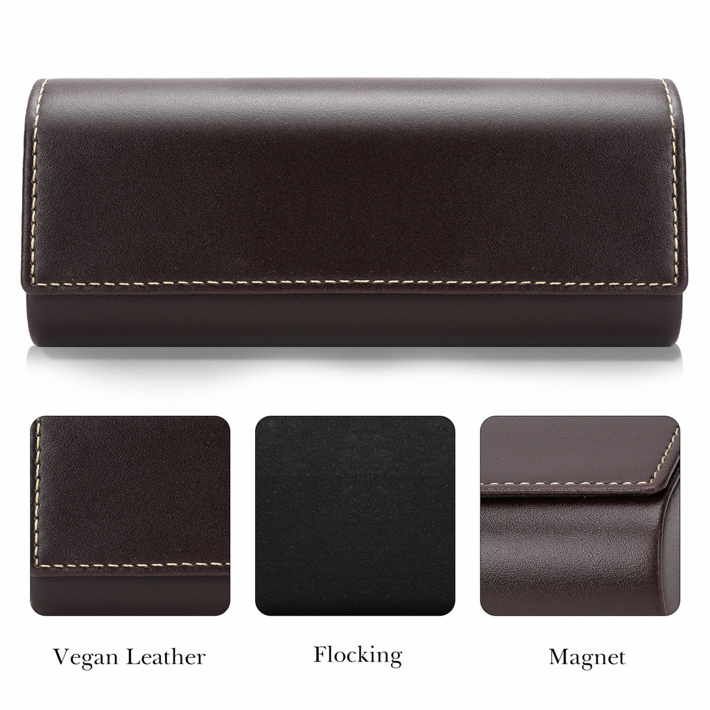 Linkidea Oversized Sunglasses Case, Large Frame Glasses Case for Sunglass, Eyeglasses Travel Bag Compatible with Rayban Double Bridge Round/Drifter Square/Aviator Titanium (Coffee)
