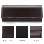 Linkidea Oversized Sunglasses Case, Large Frame Glasses Case for Sunglass, Eyeglasses Travel Bag Compatible with Rayban Double Bridge Round/Drifter Square/Aviator Titanium (Coffee)