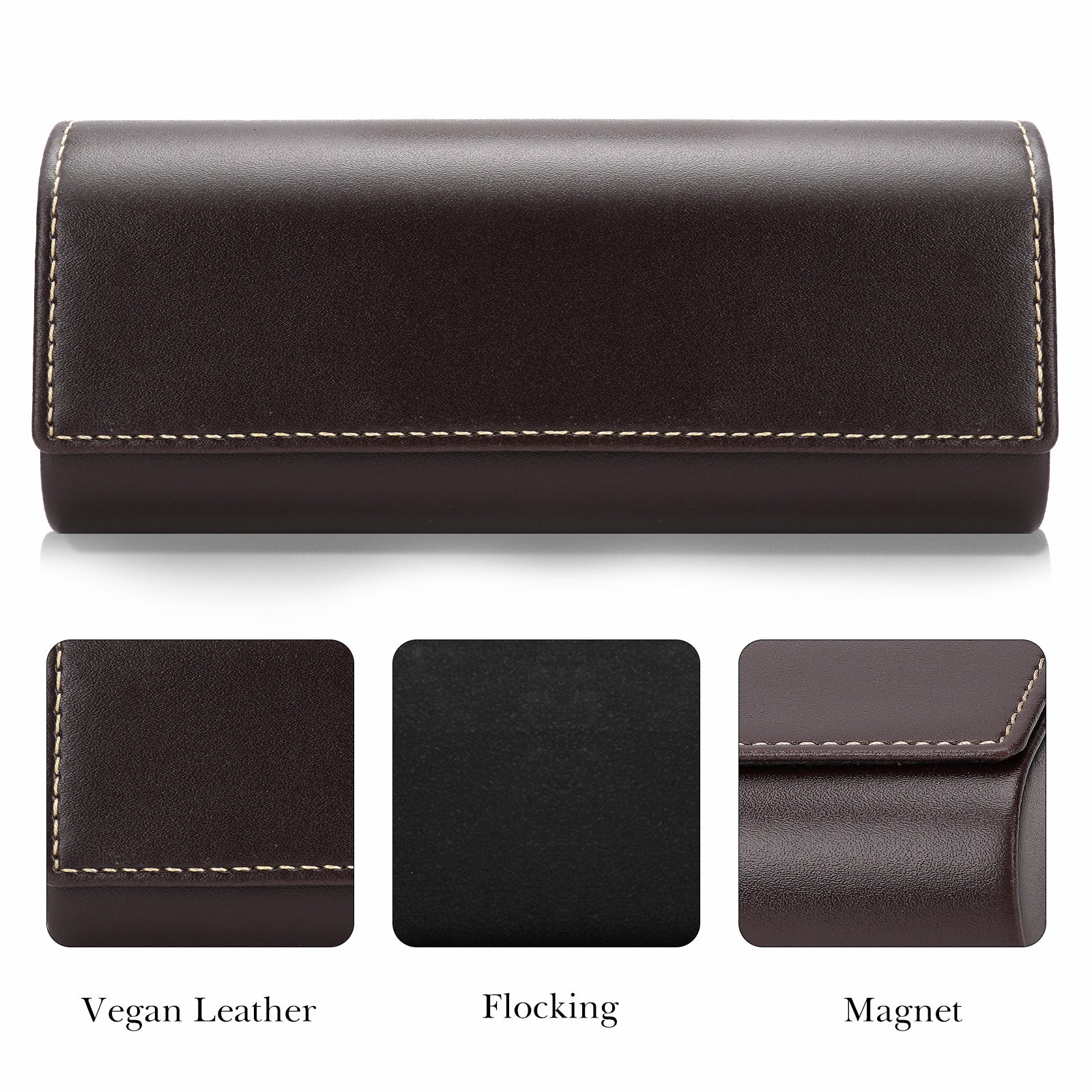 Linkidea Oversized Sunglasses Case, Large Frame Glasses Case for Sunglass, Eyeglasses Travel Bag Compatible with Rayban Double Bridge Round/Drifter Square/Aviator Titanium (Coffee)