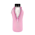 Linkidea Disposable Water Bottle Sleeve Compatible with 16.9Fl Oz PRIME Hydration, BODYARMOR, Gatorade Fit, Insulated Neoprene Plastic Sports Drink Cover with Lockable Zipper, Pink