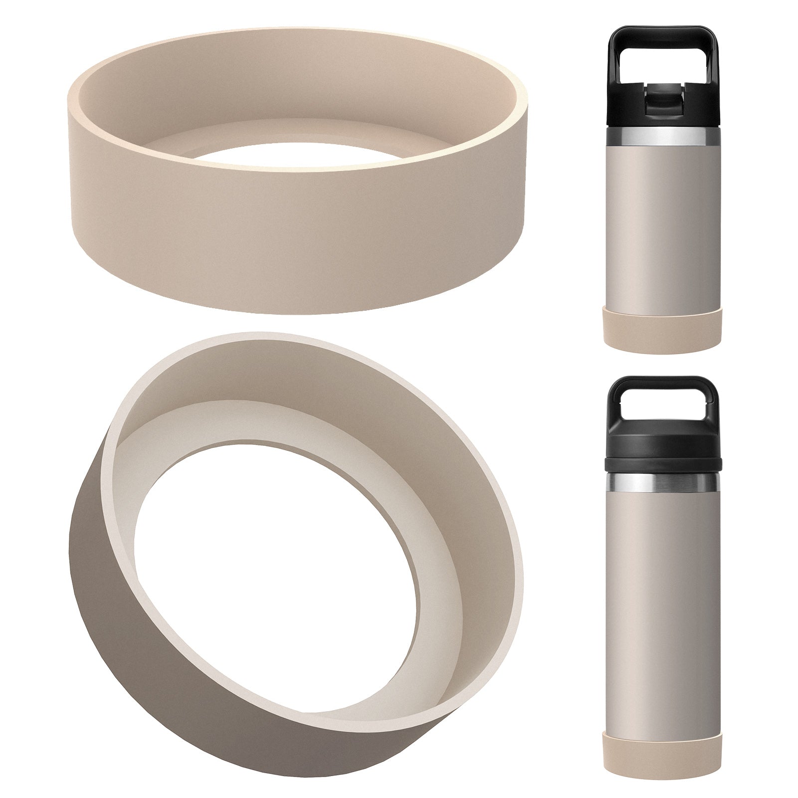 Linkidea 2 Pack Water Bottle Boot Compatible with YETI Rambler Jr. Kids 12oz, Rambler Bottle 12oz/18oz, Yonder 20oz, Silicone Anti-Slip Bottle Bottom Bumper Protector (Champagne)