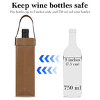 Linkidea Kraft Paper Wine Gift Bag, Reusable Wine Tote Carrier with Detachable Divider, Portable Holder for Wedding, Holiday, Business & Party Gifting (Brown)