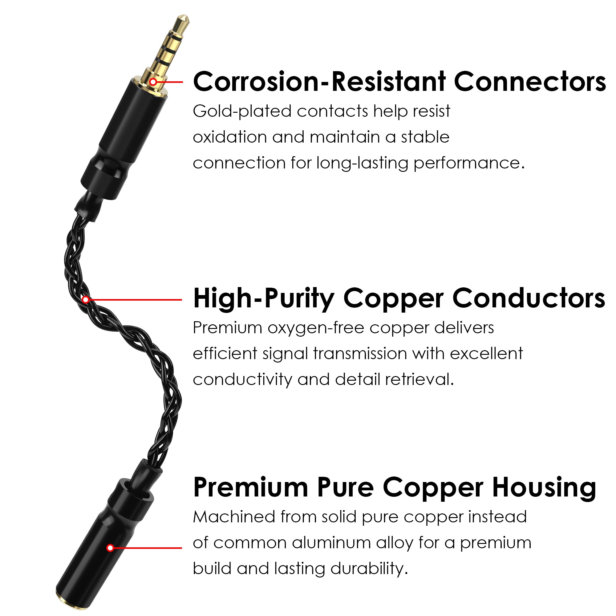 Linkidea 3.5mm Balanced Male to 2.5mm Balanced Female Audio Adapter Cable, Hi-Fi OCC Copper Cord, Compatible with Balanced Amplifiers, DACs, Headphones (16cm/6.3inch)