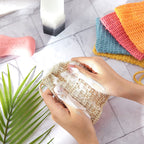Linkidea 5 Pack Soap Bag Pouch, Colorful Exfoliating Saver with Drawstring, Reusable Body Scrubber Pocket for Bath Shower