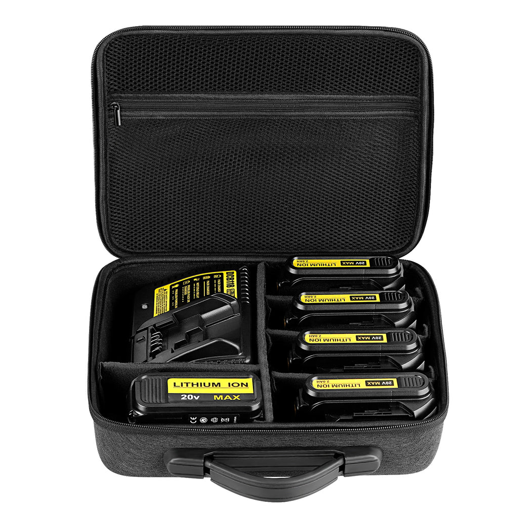 Linkidea Hard Battery Storage Box Compatible with 20 Max Battery Charge, DIY Batteries Storage Container Holder for 2.0/3.0/4.0/5.0/6.0-Ah Batteries, Charging Station