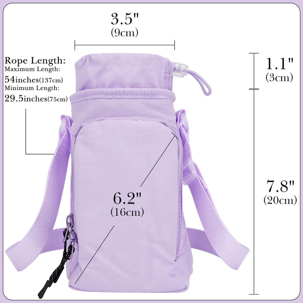 Linkidea Water Bottle Carrier with Strap Compatible with Owala FreeSip 24oz/32oz, IRON FLASK Wide Mouth 32oz, Bottle Shoulder Strap Bag Holder with Phone Pocket (Purple)