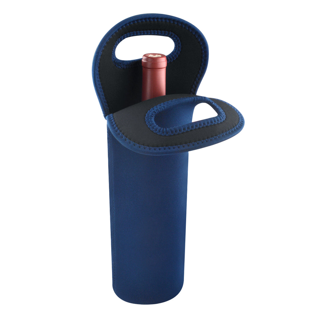 Linkidea Insulated Cooler Bag for Travel, Portable Waterproof Neoprene Grape Wine Bottle Tote, Picnic Beverage Holder with Secure Grip, Compatible with 750 ML Wine Bottle (Blue)