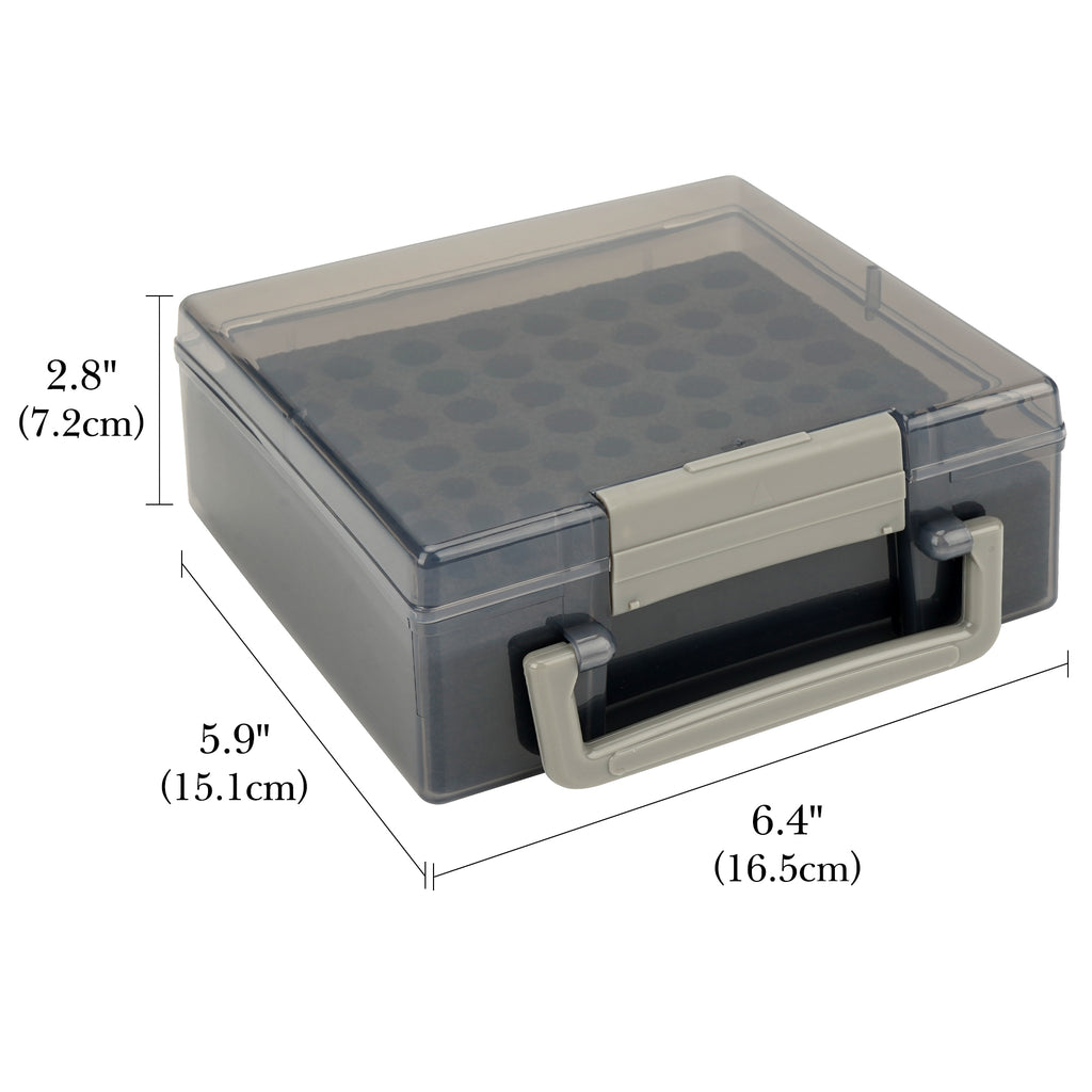 Linkidea Battery Organizer Storage Case with Handle, Single Battery Box Holds Batteries for 24 AA and 30 AAA, Large Capacity and Portable Battery Caddy (Black)