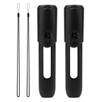 Linkidea 2 Pack Plastic Protective Case with Lanyard, Anti-Lost Cover for Slim Portable Electronic Devices, V Size Compatible (Black)
