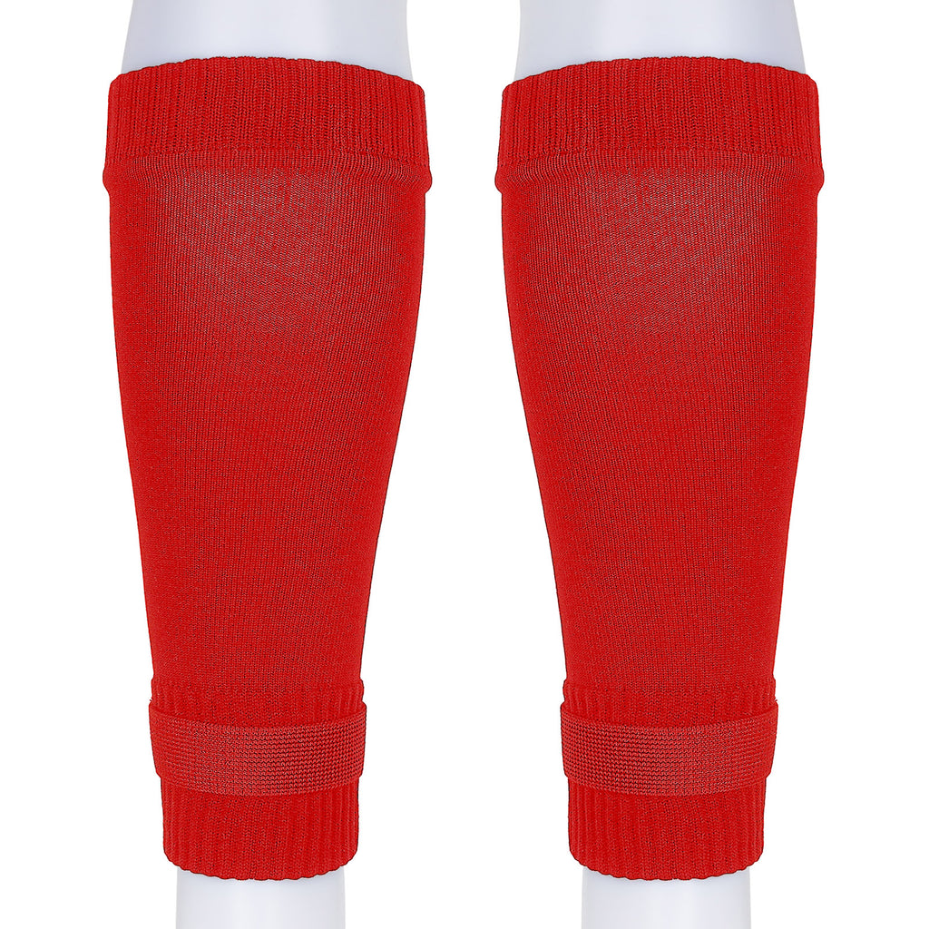 Linkidea Kids Soccer Leg Sleeve with Shin Guard Straps, Elastic Compatible with Grip Socks, Best Alternative to Soccer Athletic Socks for Child 6-8 Years (Red)