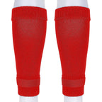 Linkidea Kids Soccer Leg Sleeve with Shin Guard Straps, Elastic Compatible with Grip Socks, Best Alternative to Soccer Athletic Socks for Child 6-8 Years (Red)