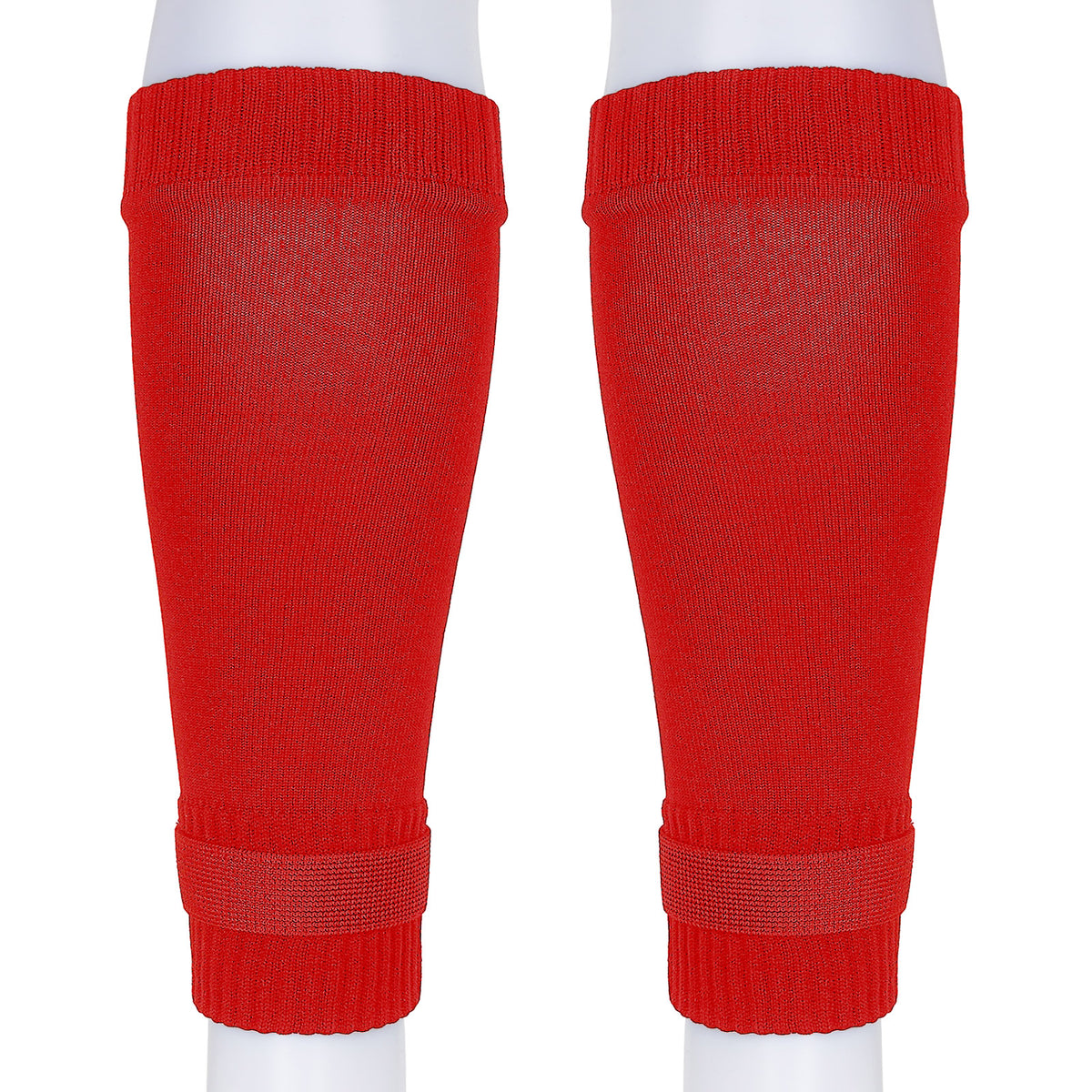 Linkidea Kids Soccer Leg Sleeve with Shin Guard Straps, Elastic Compatible with Grip Socks, Best Alternative to Soccer Athletic Socks for Child 6-8 Years (Red)
