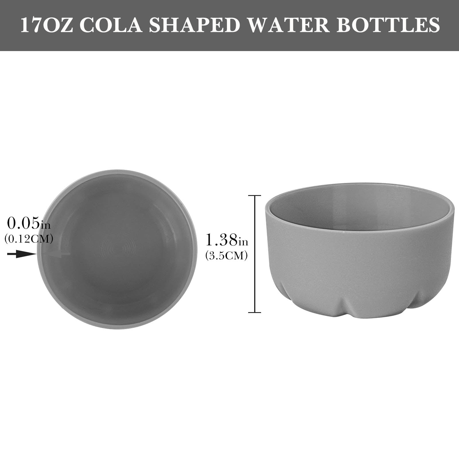 Linkidea 2 Pack Water Bottle Boot Compatible with 17oz ORIGINAL, BJPKPK, MIRA Cascade Cola Shaped Bottles, Silicone Bottle Bottom Sleeve Bumper Protector (Gray)