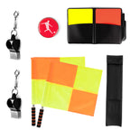 Linkidea Soccer Referee Starter Kit, Checkered Linesman Flags, Referee Cards with Record Book and Pencil, Referee Whistle and Toss Coin for Football