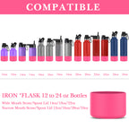 Linkidea 2 Pack Water Bottle Boot Compatible with IRON °FLASK Wide/Narrow Mouth 12oz/14oz/16oz/18oz/20oz/22oz/24oz, Silicone Bottle Bottom Sleeve Cover Bumper Protector (Pink)