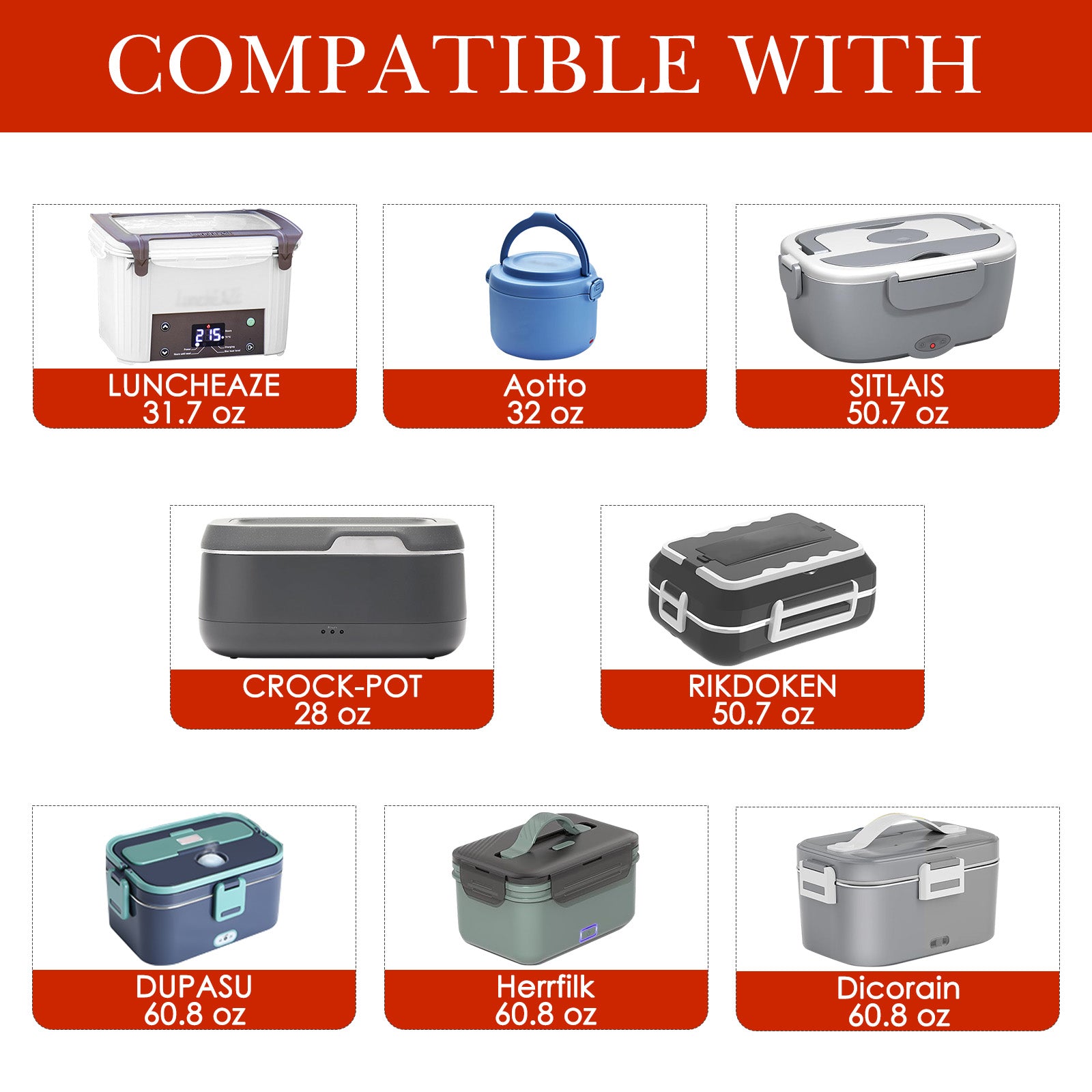 Linkidea Drawstring Lunch Bag with Handle, Thermal Insulated Bag for Women, Reusable Box Bag for Daily, Compatible with Crock Pot, DUPASU, Aotto, LUNCHEAZE Electric Heated Lunch Box (Red)