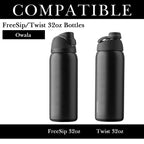Linkidea 2 Pack Water Bottle Boot Compatible with Owala FreeSip 32oz, Twist 32oz, Silicone Anti-Slip Bottle Bottom Bumper Protector (Black)