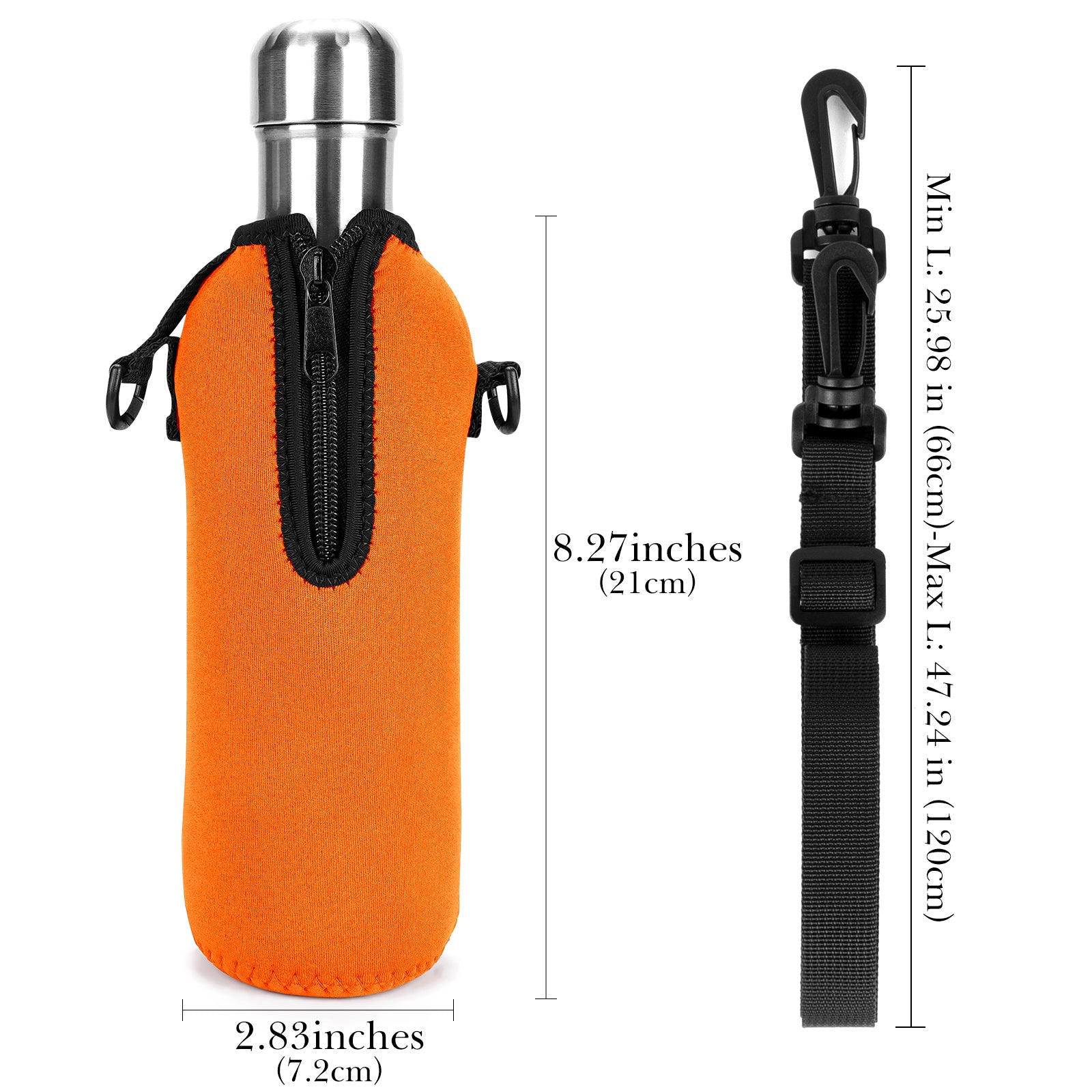 Linkidea Neoprene Water Bottle Carrier with Strap Compatible with S ORIGINAL, Koodee, MIRA 17oz Cola Shaped Bottle, Insulated Waterbottle Sling Bag Holder with Shoulder Strap, Orange