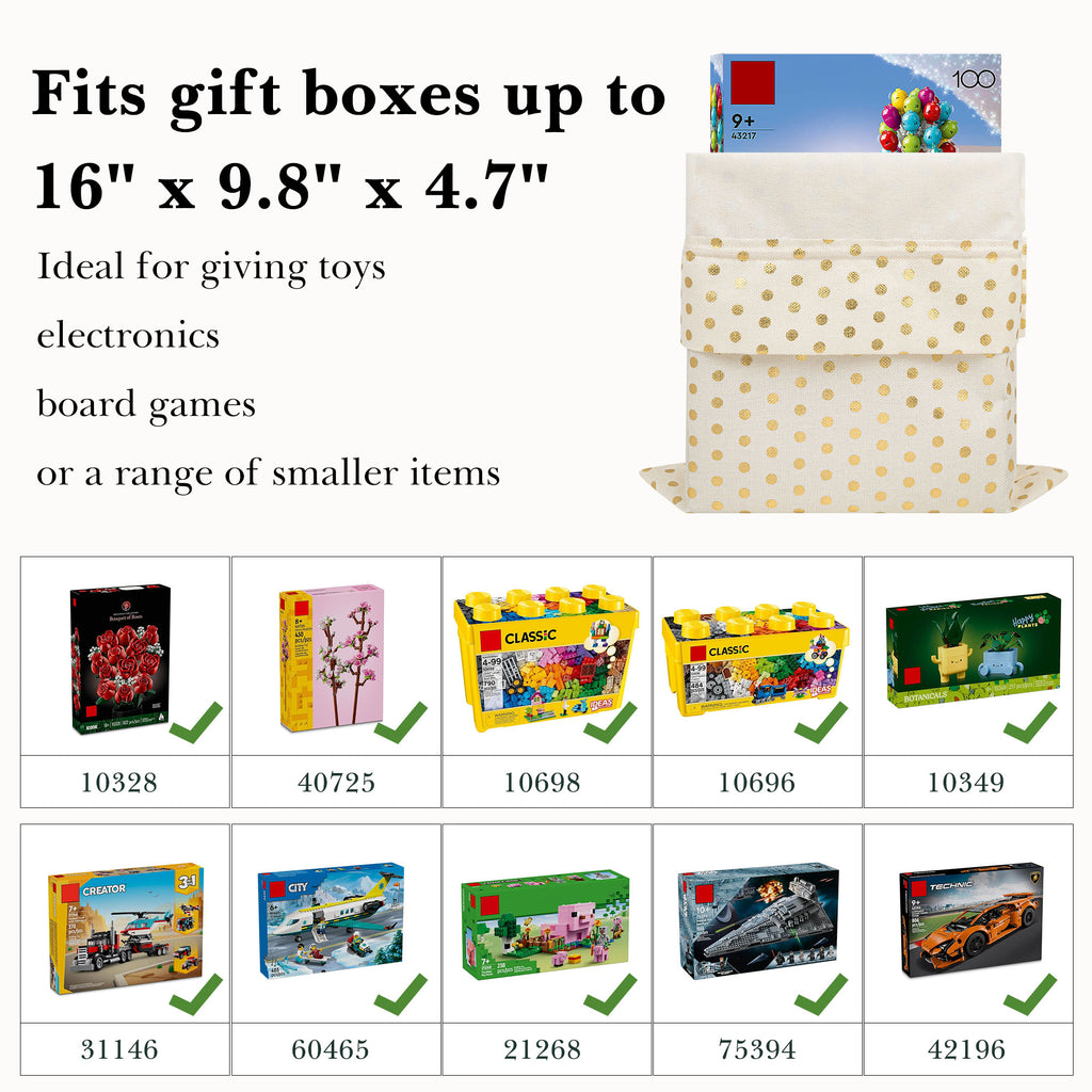 Linkidea 4 Pack Reusable Drawstring Gift Bags, Fabric Party Favor Bags for Birthday, Christmas & Holiday, Toy Storage Pouch for Building Blocks, Bricks & Goodie Bags (Stripes Pattern)