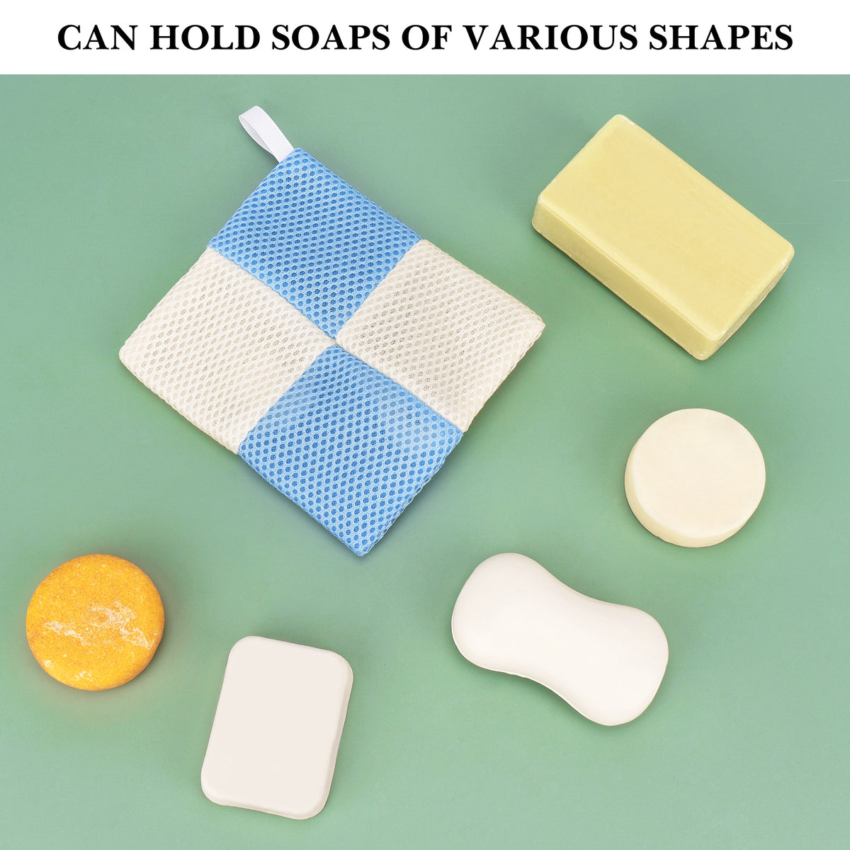 Linkidea 3 Pack Soap Saver Pouch with Zipper, Exfoliating Body Sponge Scrubber with Hand Loop, Mesh Foam Lather Pocket for Shower Bath, Rectangle