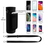 Linkidea Water Bottle Carrier with Shoulder Strap Compatible with YETI Rambler Bottle 26oz, Yonder 25oz, Waterbottle Sling Bag Holder with Mesh Phone Pocket, Black