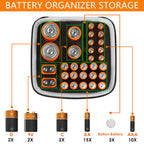 Linkidea Small Hard Case Battery Organizer Storage Box, Batteries Carrying Holder Container - Holds 34 Various Sizes AA AAA 9V C D Batteries (Dark Grey)