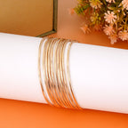 10-Piece Gold-Tone Extra-Large Bangle Set for Women, 2.68" Fixed Round Bracelets, Thin Stackable Textured Bangles for Large Hands, Non-Adjustable