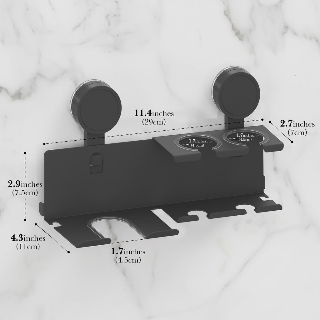 Linkidea Aluminum Alloy Hair Dryer Holder with Curling Iron Storage, Hair Styling Tool Organizer for Bathroom, Vanity, Countertop, Wall Mounted Storage Rack