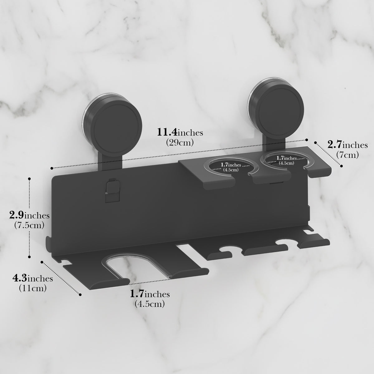 Linkidea Aluminum Alloy Hair Dryer Holder with Curling Iron Storage, Hair Styling Tool Organizer for Bathroom, Vanity, Countertop, Wall Mounted Storage Rack
