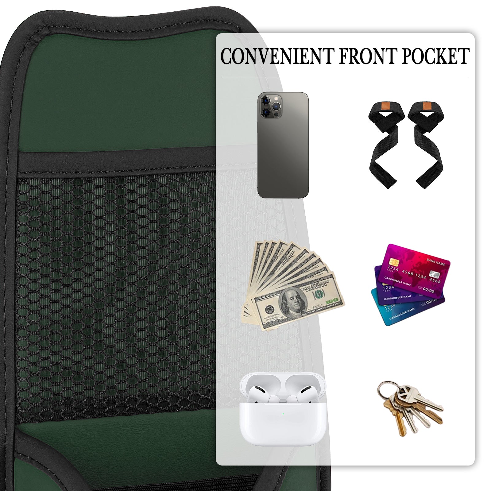 Linkidea Car Seat Side Water Bottle Organizer Compatible with YETI Rambler Bottle 26oz/36oz, Owala FreeSip 32oz/40oz, Vehicle Seat Side Storage Hanging Bag Holder for Large Bottles, Green