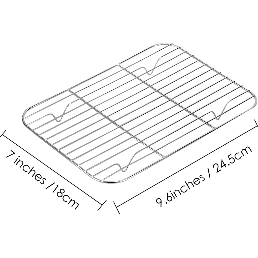 Linkidea 2 Pack Stainless Steel Grilling Rack, 9.6" x 7" Oven Safe Grid Wired Rack for Baking, BBQ Accessories Compatible with Stock Your Home, Stack Man, Eco-Foil,