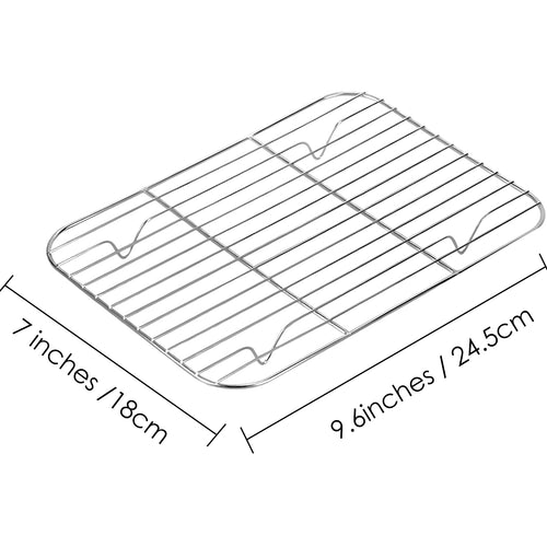 Linkidea 2 Pack Stainless Steel Grilling Rack, 9.6" x 7" Oven Safe Grid Wired Rack for Baking, BBQ Accessories Compatible with Stock Your Home, Stack Man, Eco-Foil,