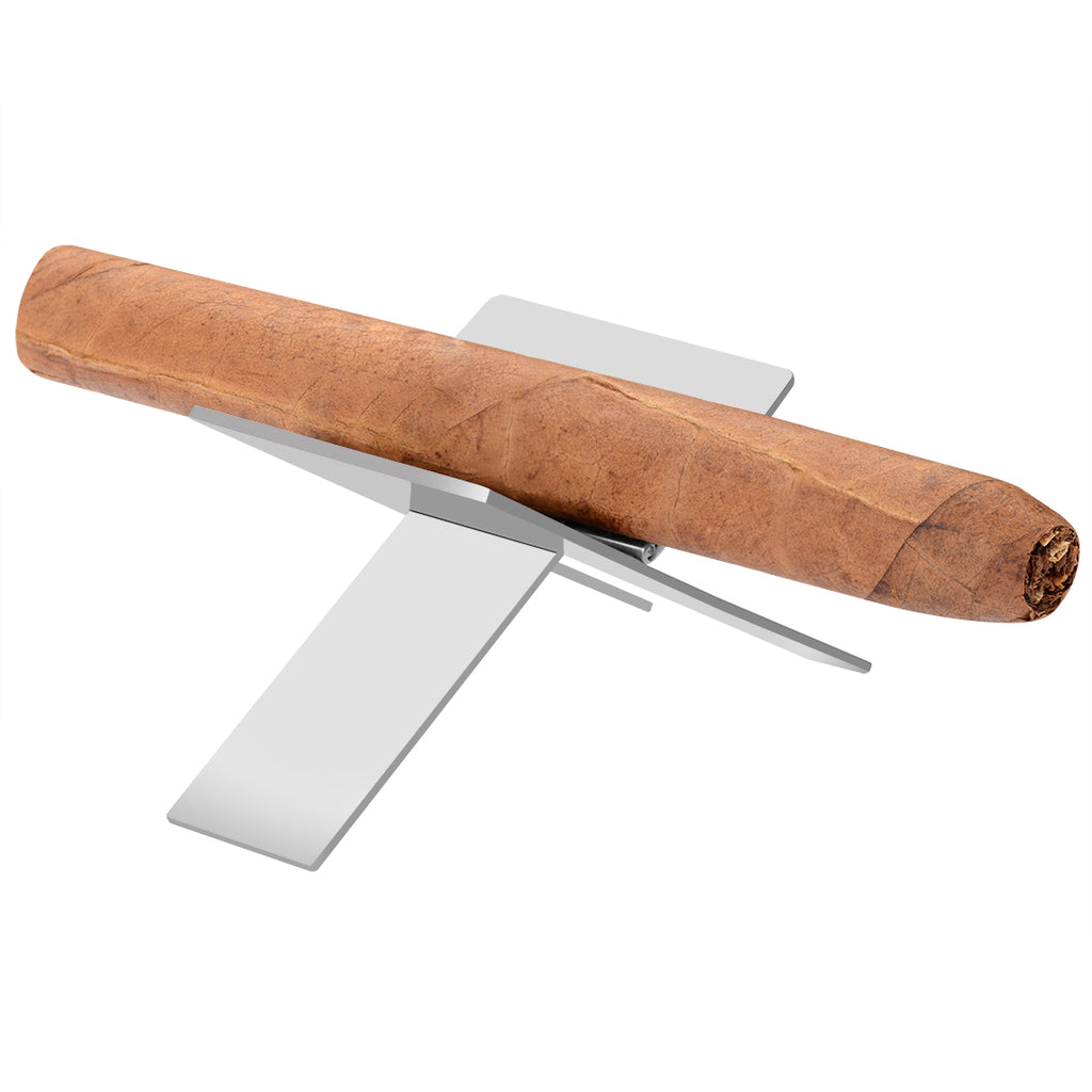 Linkidea 2 Pack Stainless Steel Cigar Holder, Folding Cigar Stand, Portable Cigar Stand Display Stand for Men (Silver)