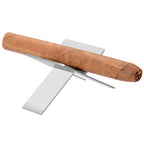 Linkidea 2 Pack Stainless Steel Cigar Holder, Folding Cigar Stand, Portable Cigar Stand Display Stand for Men (Silver)