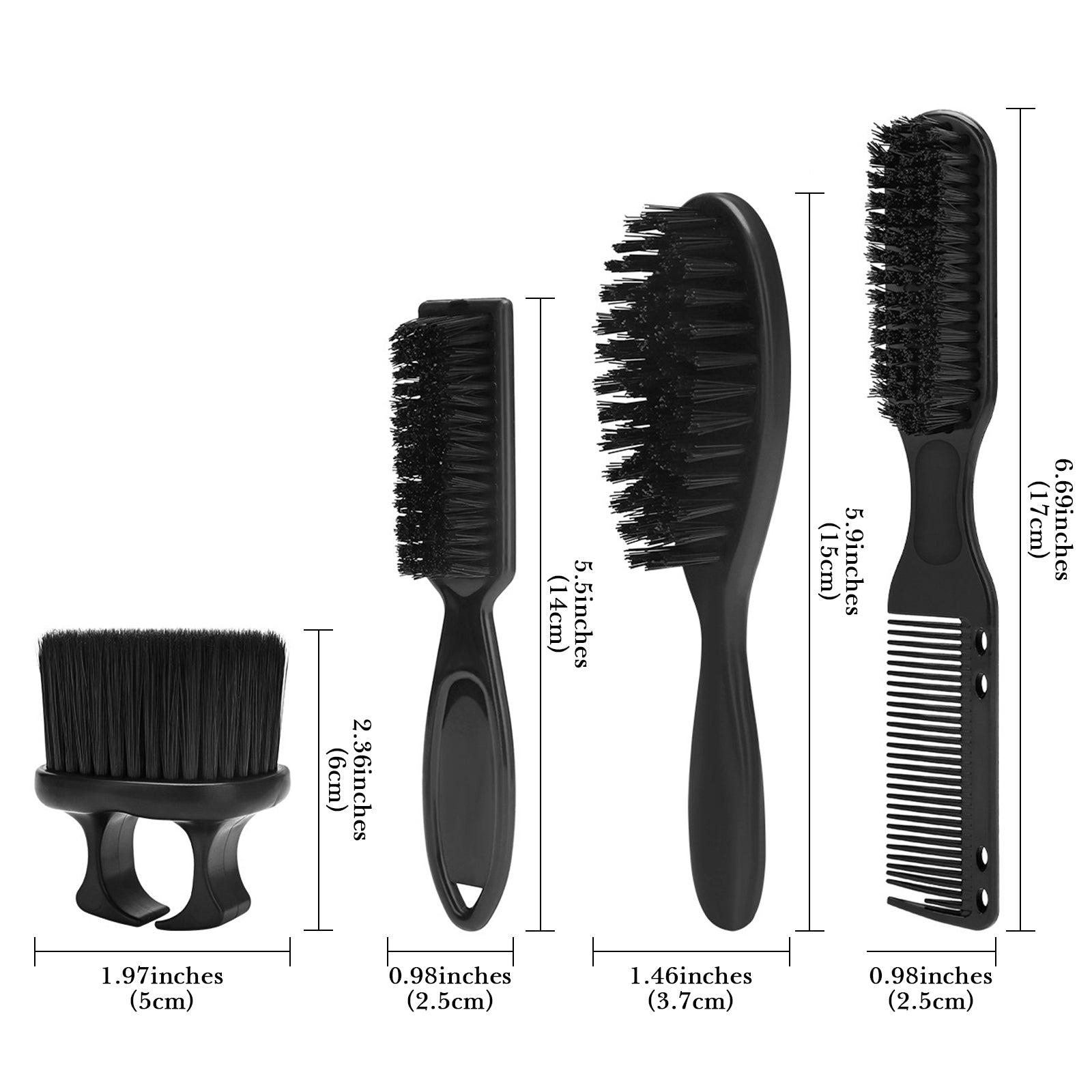 Linkidea 4 Pack Mens Beard Comb Set, Beard Brush with Comb, Portable Travel Ring Beard Brush for Great Gifts (Black)