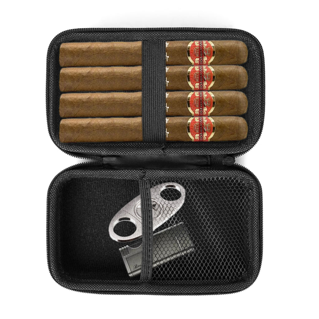 Linkidea Men's Cigar Travel Case, Waterproof, Pressure-Proof Cigar Box, Portable Cigar Accessories Organizer, Outdoor Humidor for Travel (Black)