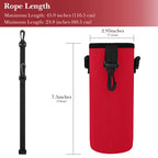 Linkidea Water Bottle Fence Sleeve with Hook Compatible with YETI Rambler Bottle 18oz, Hydro Flask Wide Mouth Bottle 18oz/20oz, Neoprene Bottle Shoulder Strap Bag for Outdoor Sports, Red