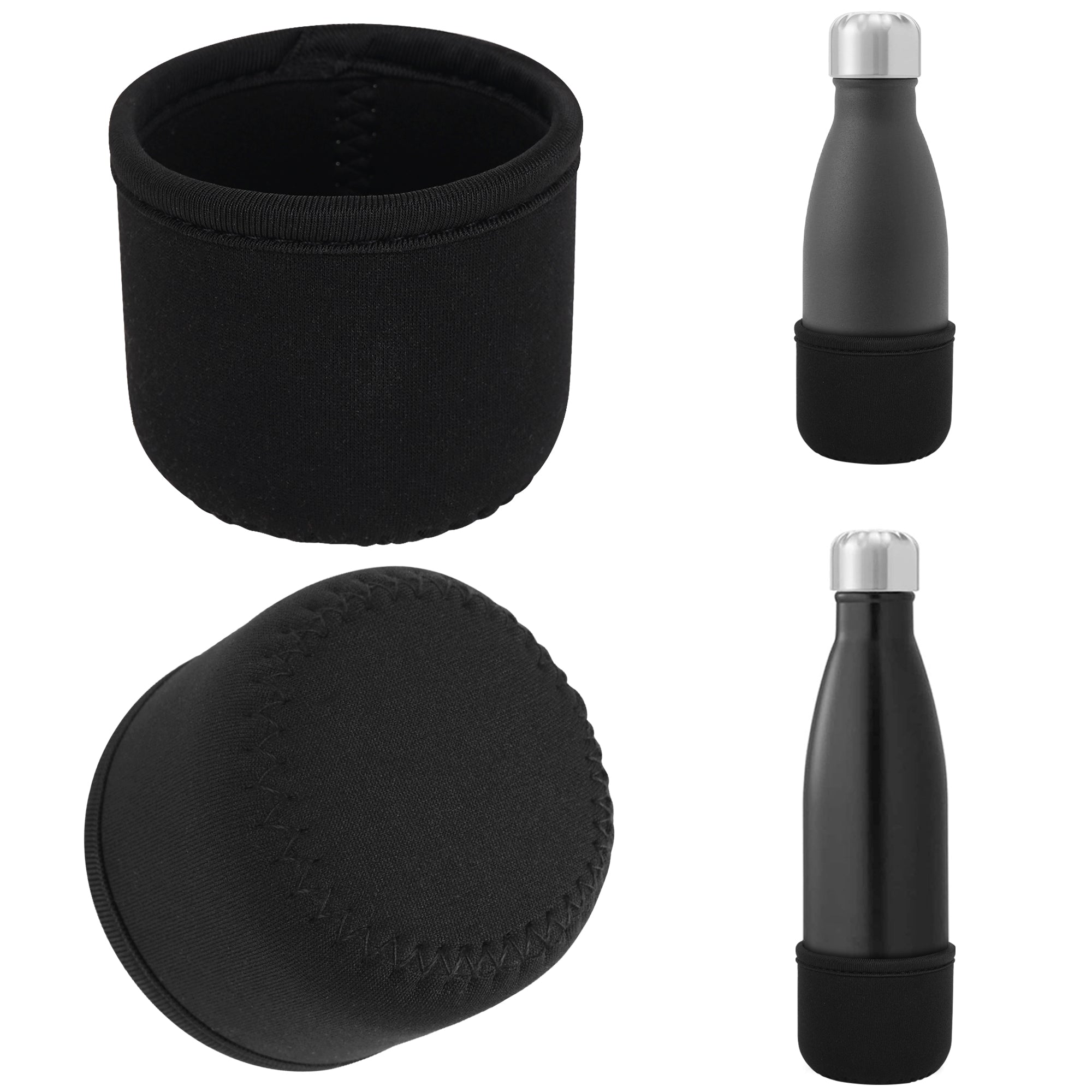 Linkidea 2 Pack Water Bottle Boot Compatible with 9oz/12oz/17oz S ORIGINAL, BJPKPK, MIRA Cascade Cola Shaped Bottles, Neoprene Bottle Bottom Bumper Protector (Black)