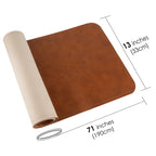 Linkidea Vegan Leather Table Runner, 71 x 13 Inches Heat Resistant, Waterproof, Faux Leather Table Mat for Daily Use, Holidays and Catering Events (Brown)