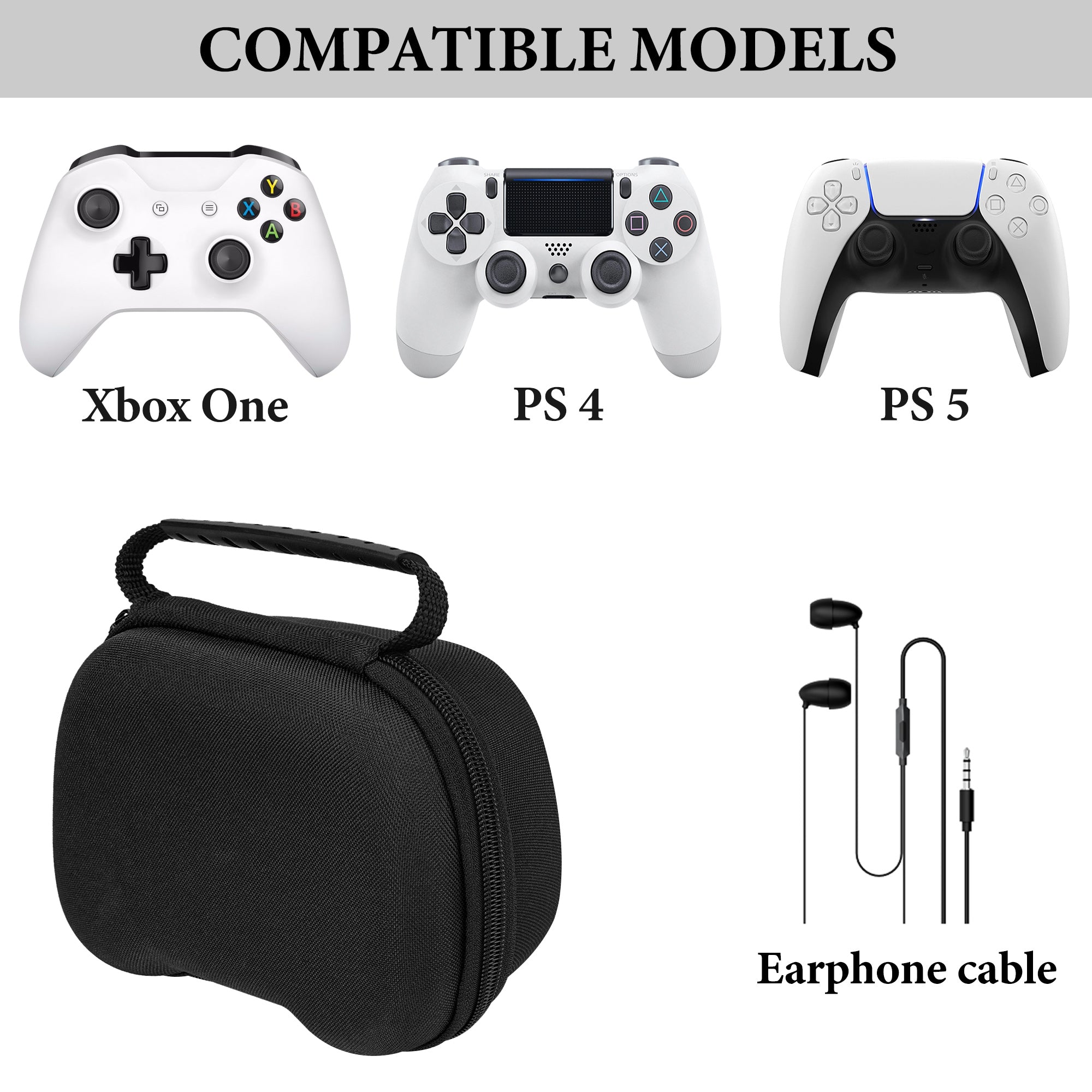 Linkidea Hard Controller Case Compatible with Steam Controller, Xbox Series X/S, Xbox One, Sony PS5/4, Nintendo Switch Pro Controller, Gaming Accessories Storage Carrying Bag (Black)