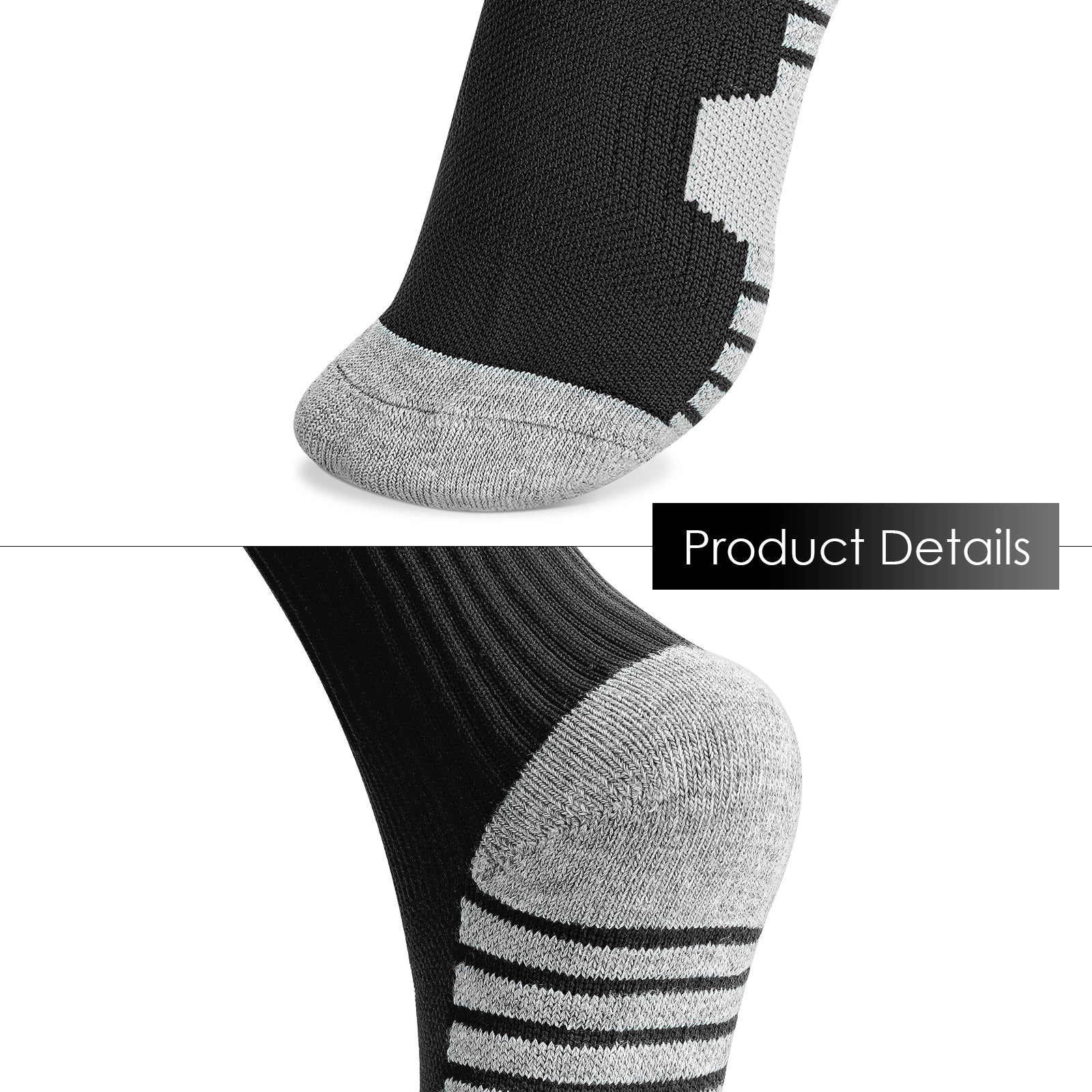Linkidea Kids Soccer Socks with Shin Guards, 2 Pairs Breathable Knee High Socks with Lightweight Shin Pads, Long Sleeve Cushion Socks for Child 7-9 Years Over Calf Soccer Socks (Black&Red, M)